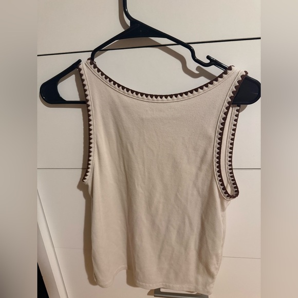 Fitted cropped Old Navy cream and rust orange Tank Top - Picture 2 of 3
